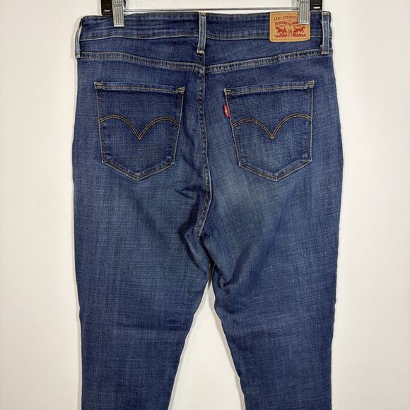 Levi's 721 High Rise Skinny Jeans Womens 33 Blue Stretch Denim Waterless Zip Fly - Picture 2 of 6